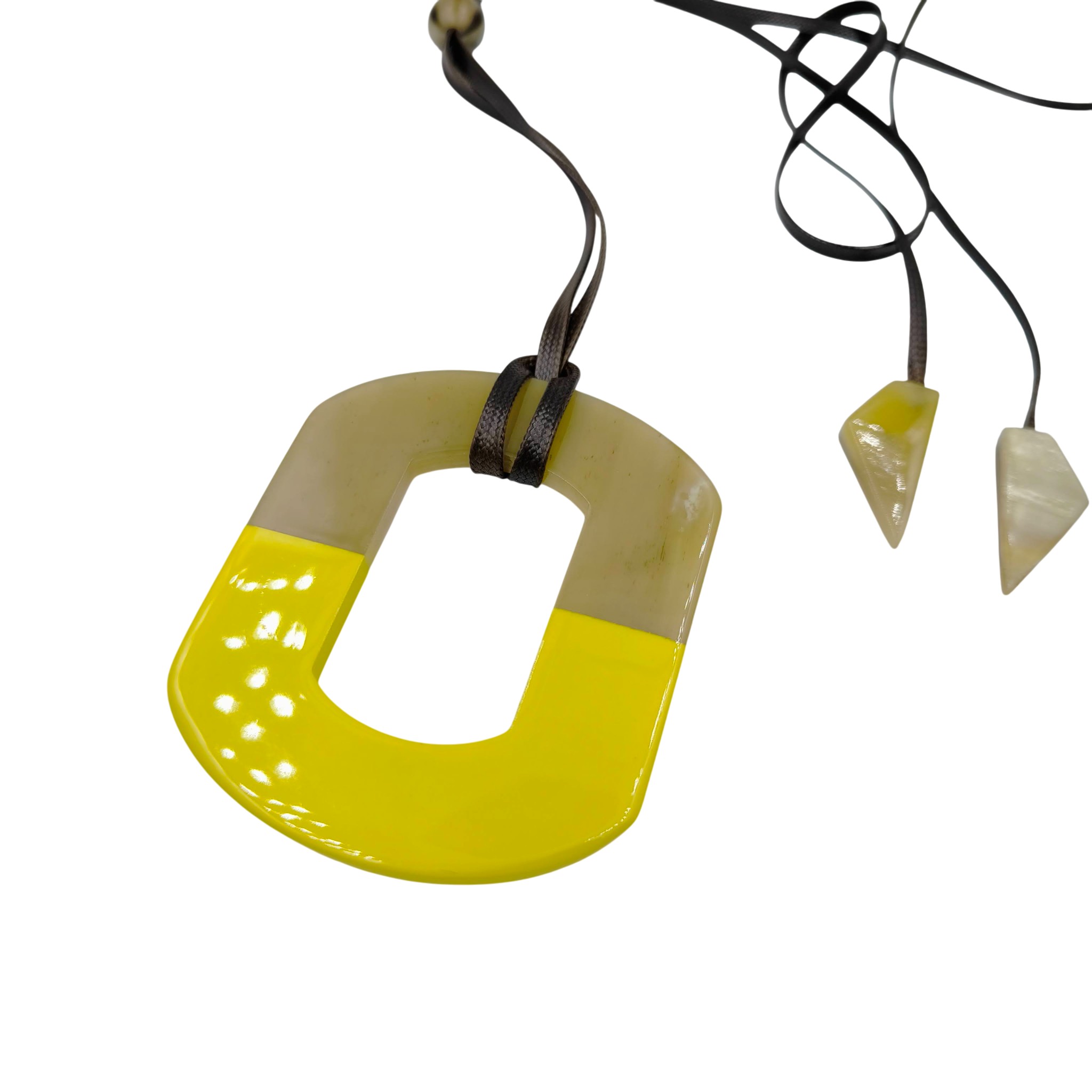 Buffalo Horn Pendent Geometric Oval Shape