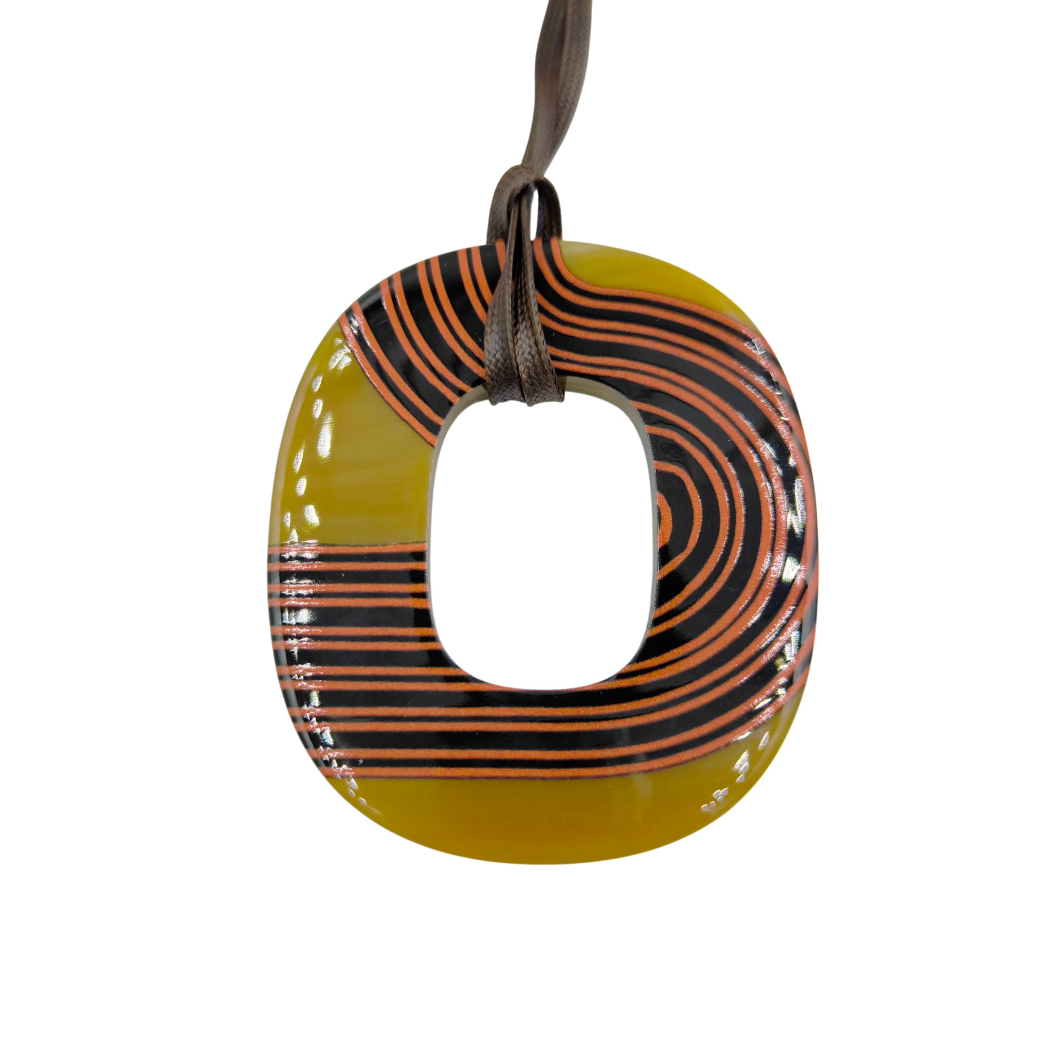 Buffalo Horn Pendent Orange and Black
