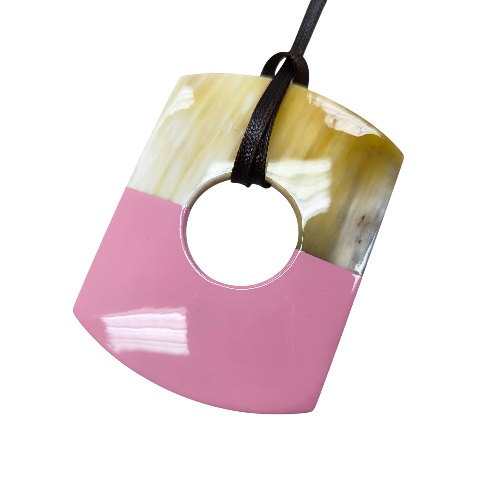 Buffalo Horn Pendent Pink Square