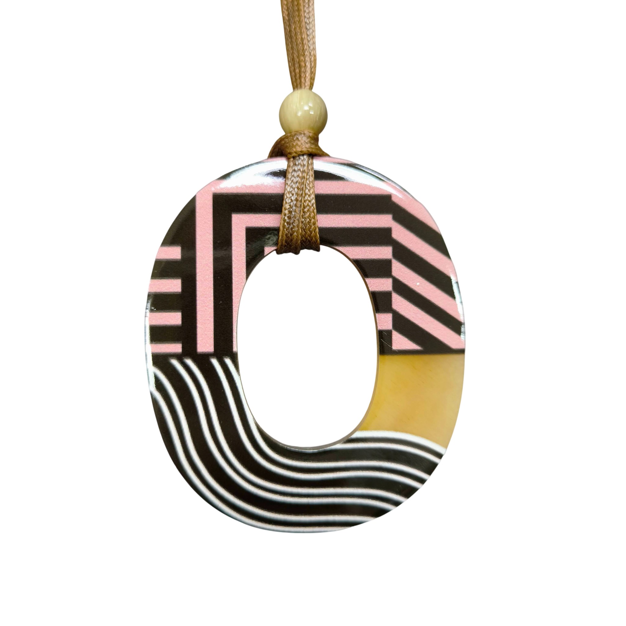 Buffalo Horn Pendent Pink Oval