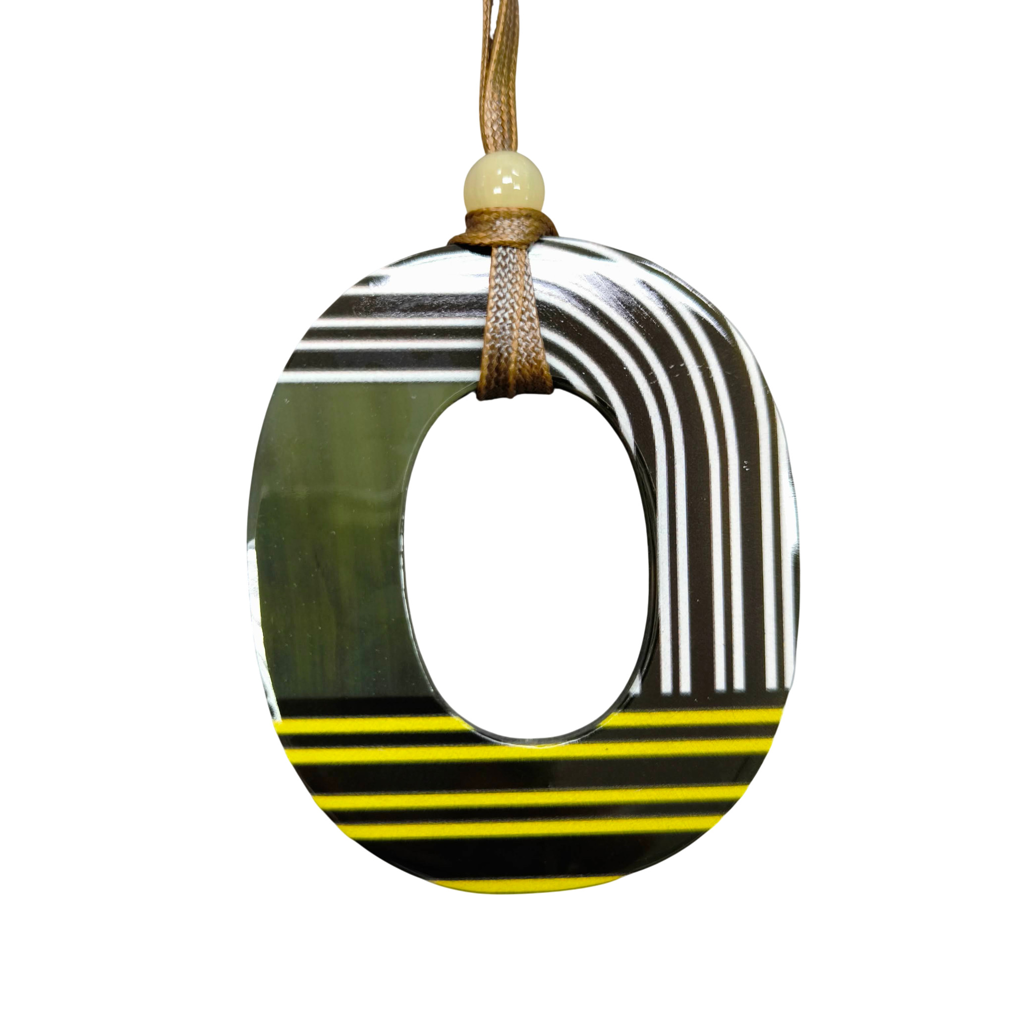 Buffalo Horn Pendent Yellow and Black Oval