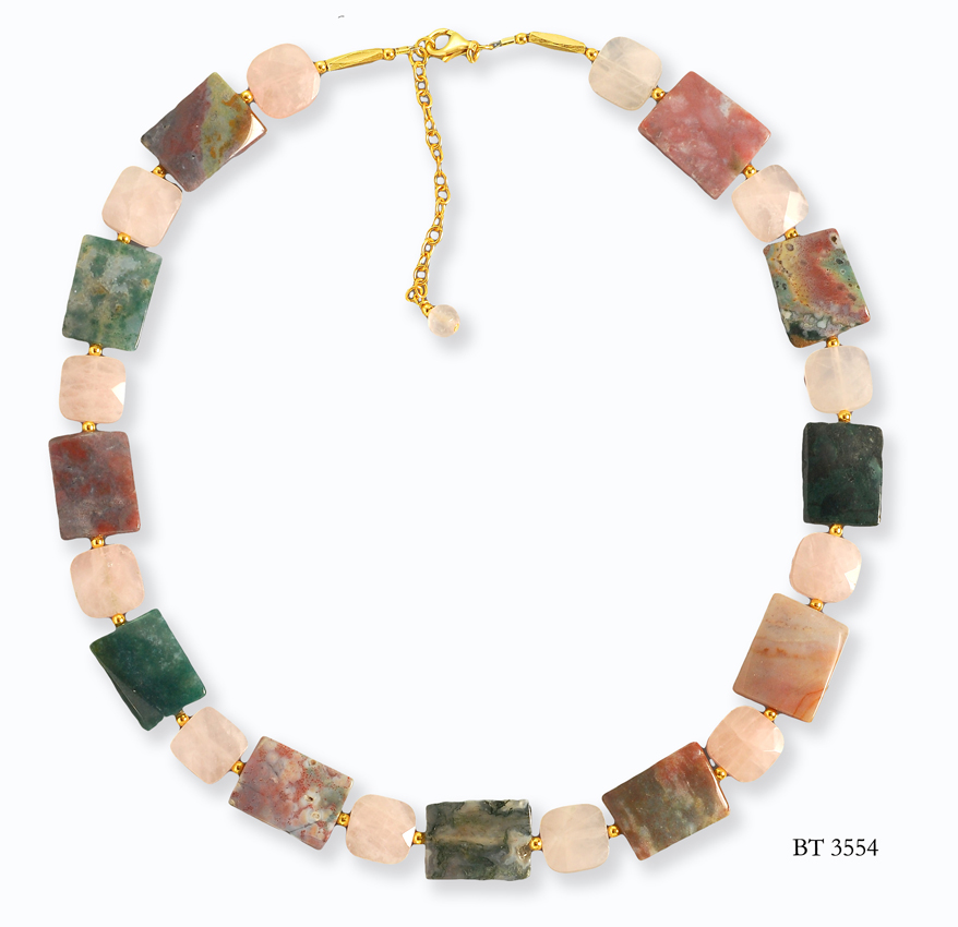 Jasper and Rose Quartz Chunky Collar Neckace